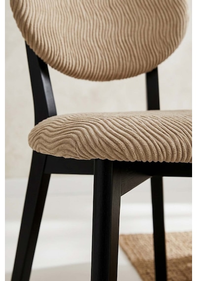 Bej Renk Jakarlı Likralı Esnek Sandalye Kılıfı Takımı - 6'lı Set