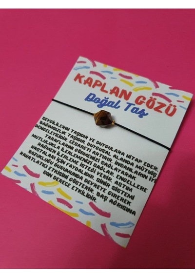 Gümüştel El Sanatları Kaplan Gözü Doğal Taş Asansörlü Ip Bileklik Çok Renkli