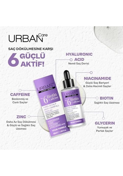 Care Expert No.6 Biotin Caffeine Dökülme Karşıtı Saç Bakım Serumu, 50 Mililitre, Vegan