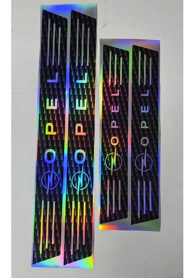 Opel Araç Kapı Eşiği Sticker 4 Parça Set Hologram Karbon Desen 2 Ön 2 Arka 50 Cm / 35 Cm