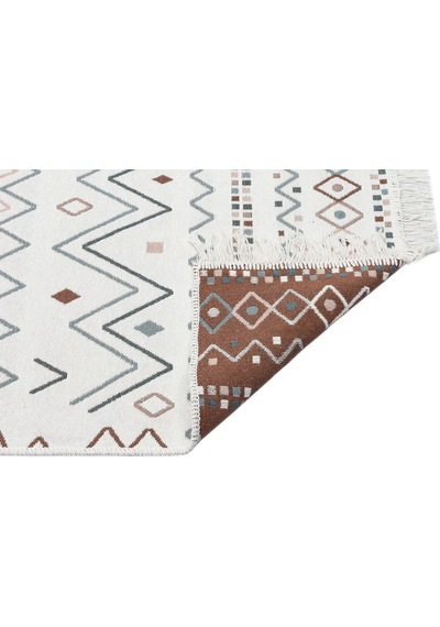 Arya Ar 05 Beige Blue %100 Geri Dönüşümlü Pamuktan Çift Taraflı Yıkanabilir Modern Dekoratif Kilim