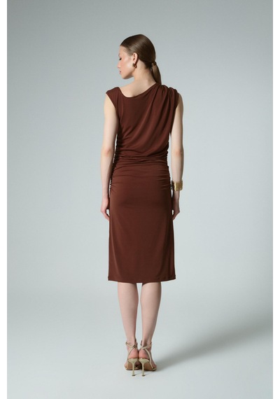 Buly Drape Elbise Kahverengi