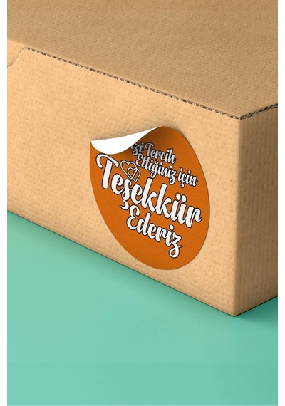 Teşekkür Ederiz Turuncu Kargo Sticker 3x3cm St2155 Çok Renkli