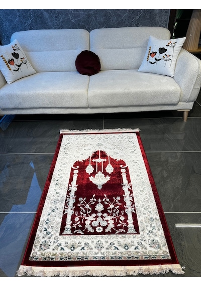 Seccade Dokuma Halı Seccade Püsküllü 80x125 Kırmızı