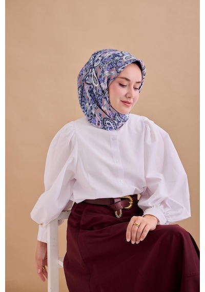 Silk Home Twill İpek Eşarp 11478-20 Karolina Mavisi, Lacivert, Soluk Siyah