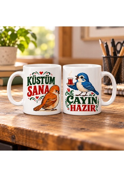 Çayla Barış 2'li Porselen Kupa Seti - Model 747