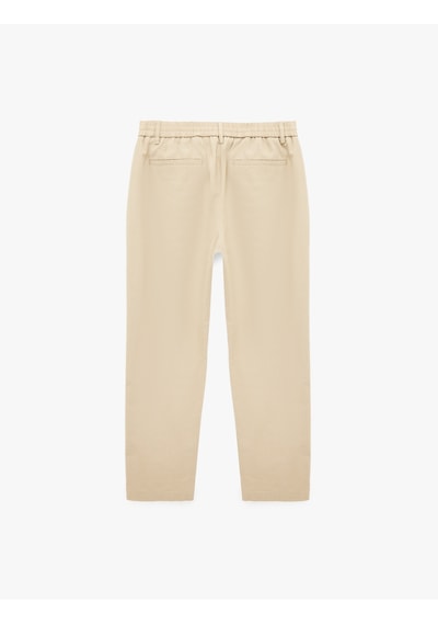 Koton Regular Fit Beli Lastikli Düğmeli Düz Paça Keten Karışımlı Chino Yazlık Pantolon Bej 6sam40003hw Ekru Koton Regular Fit Beli Lastikli Düğmeli Düz Paça Keten Karışımlı Chino Yazlık Pantolon Bej 6sam40003hw Ekru