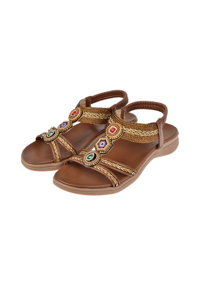 Guja Taş Detaylı Comfort Kadın Sandalet Gj-26y24015 Kahve