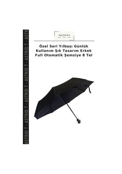 Astrid T Özel Seri Yılbaşı Günlük Kullanım Şık Tasarım Erkek Full Otomatik Şemsiye 8 Tel Çok Renkli