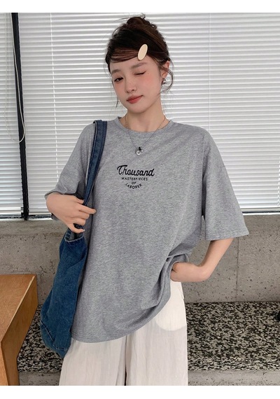 Unisex Thousand Baskılı Tasarım Tshirt Gri