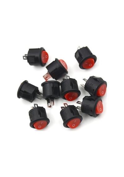 Yuvarlak 2 Pin Anahtar Rocker Switch Mini Buton Kırmızı Aç Kapa