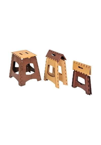 Küçük Boy Katlanabilir Plastik Tabure - Katlanır Tabure 23x27x27 Kahverengi