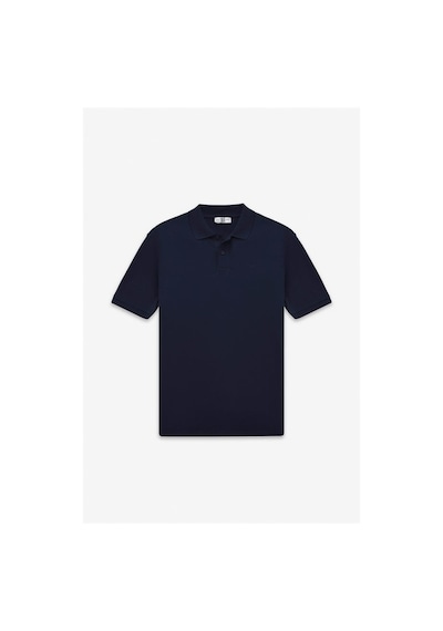 Süvari Lacivert Regular Düz Nakışlı Pike Düğmeli Polo Yaka Tişört Ts1014000473-m09