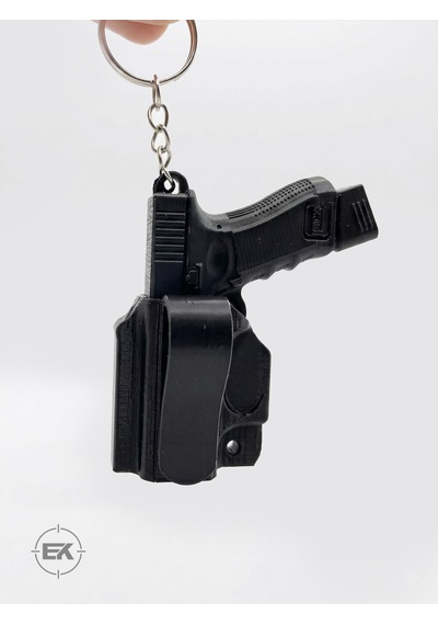 G19 Model Tabanca Anahtarlık Kılıflı, Klipsli Siyah