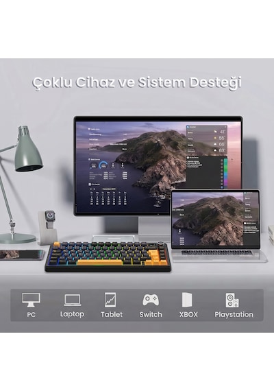 Aula F75 Max Mekanik Gaming Oyuncu Klavyesi Tkl Rgb Graywood V4 Switch Kablosuz Makrolu Hot Swap Türkçe Q Siyah 10334604