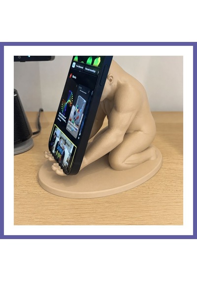 Bezos 3d Baskı Goril Telefon Tutucu - Kaslı Goril Masaüstü Telefon Standı-bej Nıda