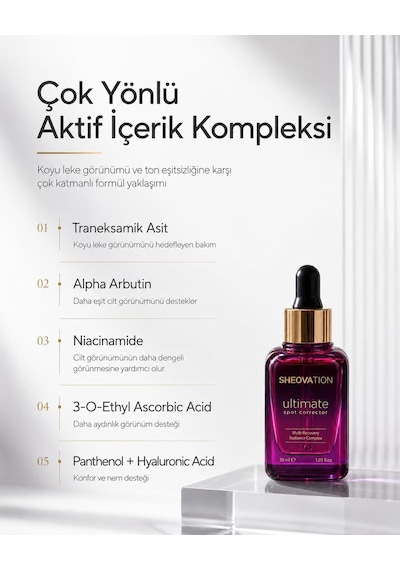 Leke Karşıtı Ve Aydınlatıcı C Vitamini Serum 30ml Arbutin, Tranexamic Asit, Niacinamide, Hyalüronik Asit - Gözenek Sıkılaştırıcı Etki