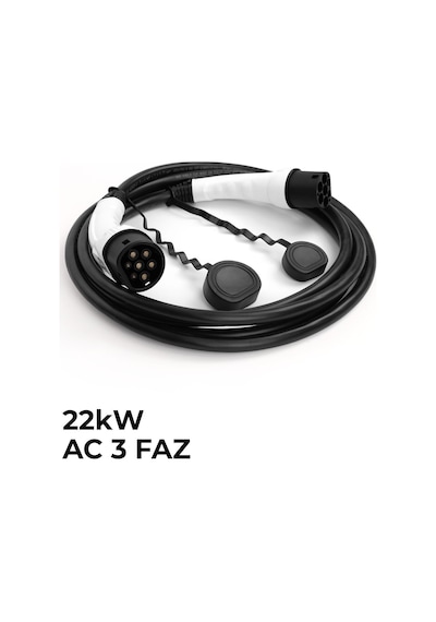 22kw Tip 2 5m Şarj Kablosu + Su Geçirmez Taşıma Çantası Seti 32a Trifaze