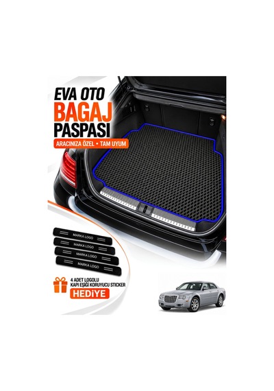 Chrysler 300c 2004-2011 Uyumlu Eva Bagaj Paspası Araca Özel Siyah-lacivert