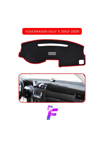 Volkswagen Golf 5 2003-2009 Torpido Örtüsü Güneşten, Isıdan, Çatlamadan Korur Tam Uyum C3 Kırmızı