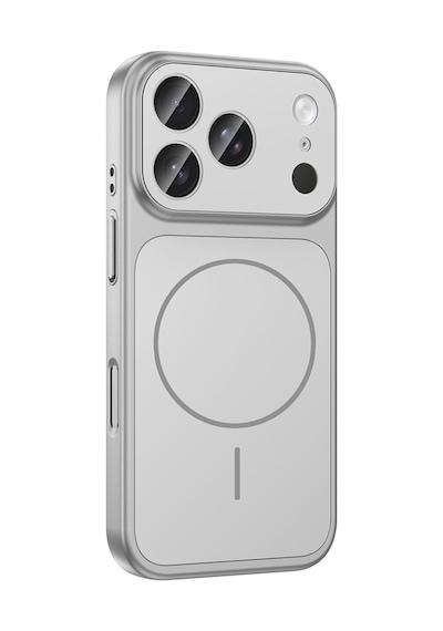 Apple Uyumlu iPhone 17 Pro Kılıf Şarj Özellikli Kamera Lensli 1.8mm İnce Sert Formen Kapak Gümüş