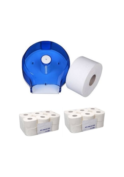 Mini Jumbo Tuvalet Kağıdı 12 Rulo 2 Koli + 1 Aparat