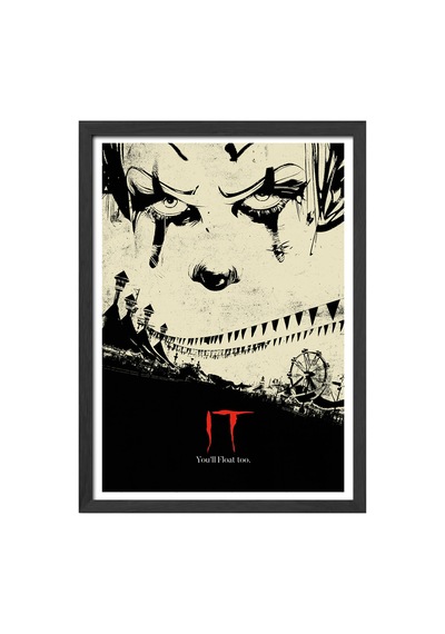 It Siyah Ahşap Çerçeveli Poster, Film Duvar Tablosu