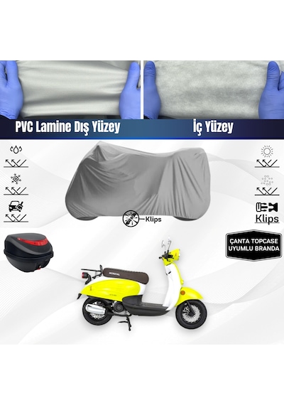 Mondial 50 Turismo Motosiklet Brandası Arka Çanta Topcase Uyumlu Motor Branda