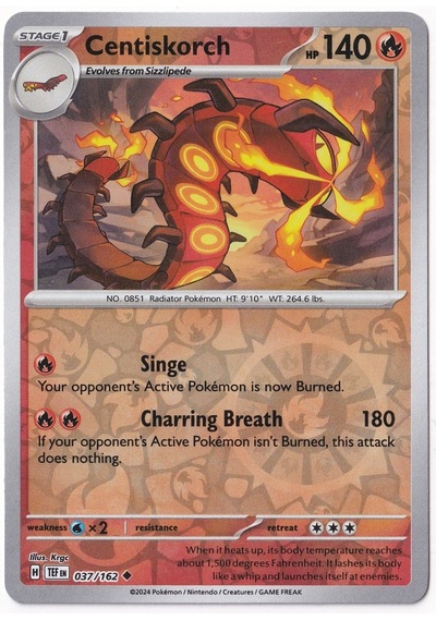 Centiskorch Reverse Holo 037/162 - Temporal Forces - Pokemon Kartı Mint