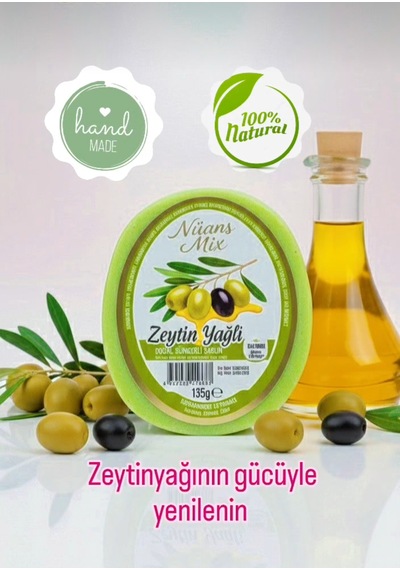 Doğal Handmade Süngerli Sabun, 135 Gr Zeytin Özlü