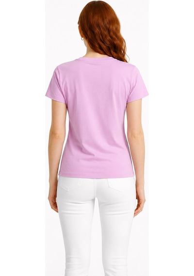 Neden Tekstil Kadın Basic & Baskılı Yuvarlak Yaka T-shirt - Pembe
