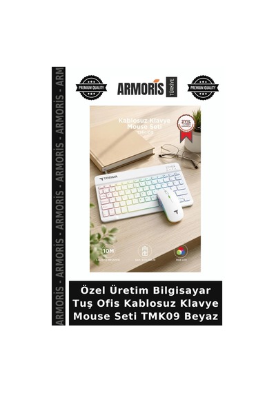 Özel Üretim Bilgisayar Tuş Ofis Kablosuz Klavye Mouse Seti Tmk09 Beyaz Diğer