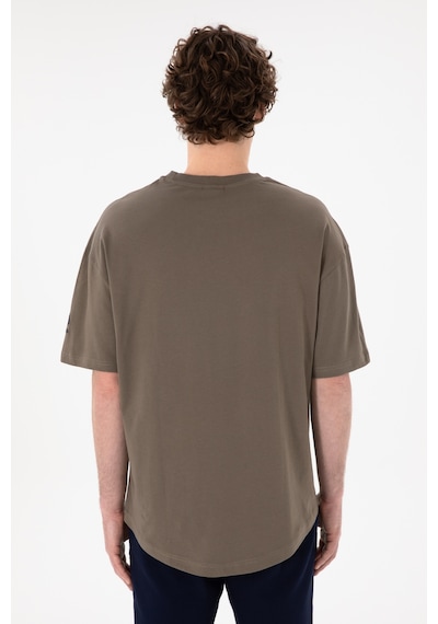 U.S. Polo Assn. Erkek Long Fit Bisiklet Yaka Vizon Basic Tişört 50305988-VR052