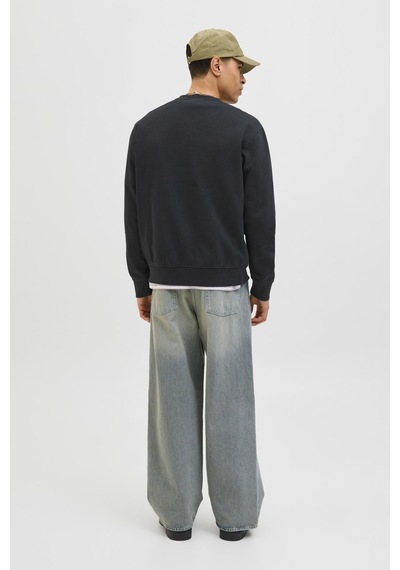 Jack & Jones Jjedover Prınt Sweat Crew Siyah Erkek Sweatshirt 000000000102352989 Siyah