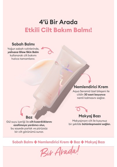 Parlak Ve Pürüzsüz Görünüm Sağlayan Nemlendirici Makyaj Bazı Mıssha Glow Skin Balm 20ml