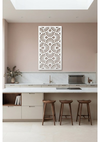 Dekoratif Panel Metal Duvar Tablosu - Duvar Sanatı - Duvar Dekoru - Beyaz
