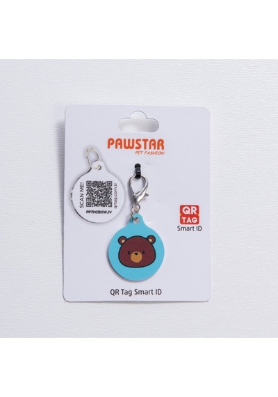 Bears Desenli Qr Tag Evcil Hayvan Künyesi İsimlik Pet Tag Köpek Künyesi Kedi Künyesi Qr Kodlu Künye Turkuaz
