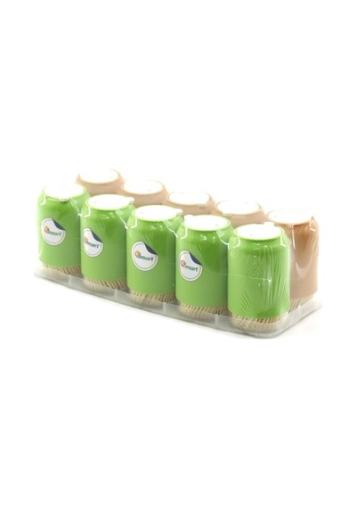 Ksmart K-1511 Tuzluk Model Şeffaf Cam Kürdanlık - Renkli Plastik Kaplamalı- 10'li Paket