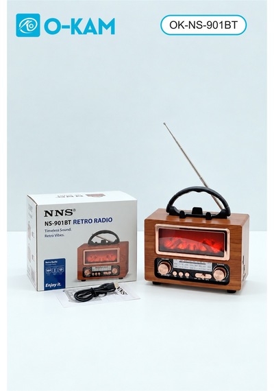 O-kam Ok-ns-901bt Taşıma Saplı Şömine Efektli Retro Radyo