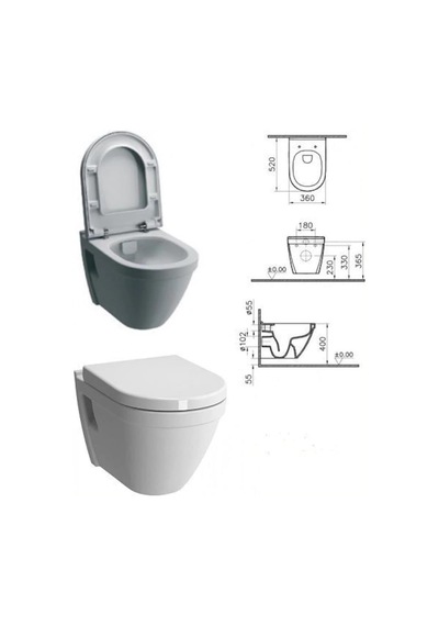 VitrA S50 Kanalsız Rimex Asma Klozet.Sessiz Duroplast Yavaş Kapak