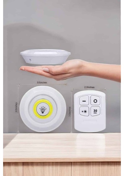 Led Lamba 3'lü Uzaktan Kumandalı Yapışkanlı Beyaz Işık Renkli 19891169