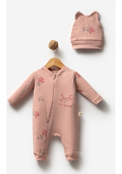 Bubbless Birth Part Kız Bebek Fermuarlı Tulum Gül Kurusu