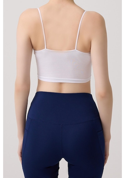 Cottonhill Pamuklu İnce Askılı Kadın Crop Top Büstiyer 2'li Paket Renkli Çok Renkli