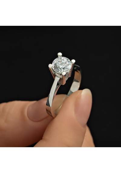 4 Tırnak Swarovski Taşlı Gümüş Yüzük