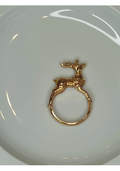 6'lı Lüx Pirinç Gold Peçete Yüzüğü At Geyik Balık Çam Yılbaşı Noel