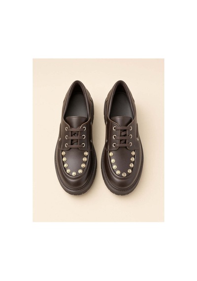 37brandshoes Koyu Kahve Renkli Zımbalı Bağcıklı Platform Mokasen Kahverengi Kahverengi 37brandshoes Koyu Kahve Renkli Zımbalı Bağcıklı Platform Mokasen Kahverengi Kahverengi