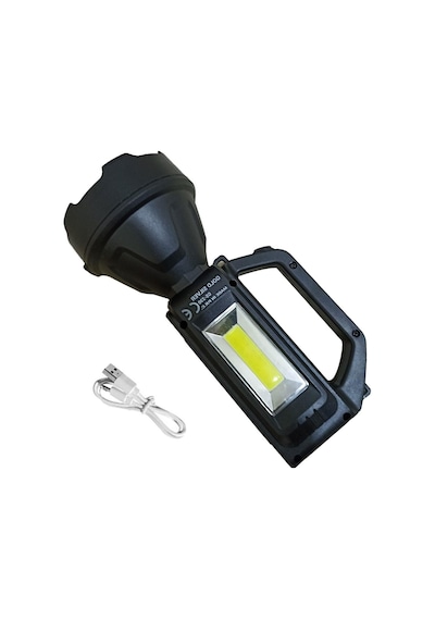 Gold Silver GS230 Şarjlı USB Led El Feneri Kamp Spor Lambası 7 W Siyah
