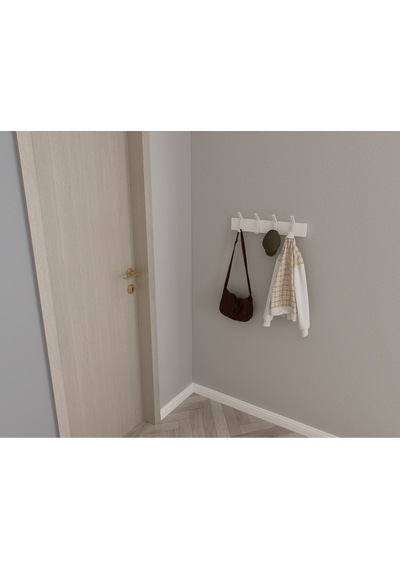 Hepsi3boyutlu Modern Duvar & Kapı Kanca Askılık - 4 Adet Beyaz Kanca Askılık - Model No : 1 Beyaz