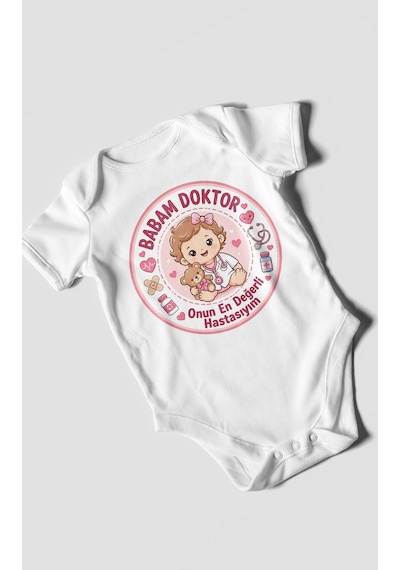 Morivokids Babaya Özel Kısa Kollu Bebek Body %100 Pamuk Zbn290-kk Beyaz