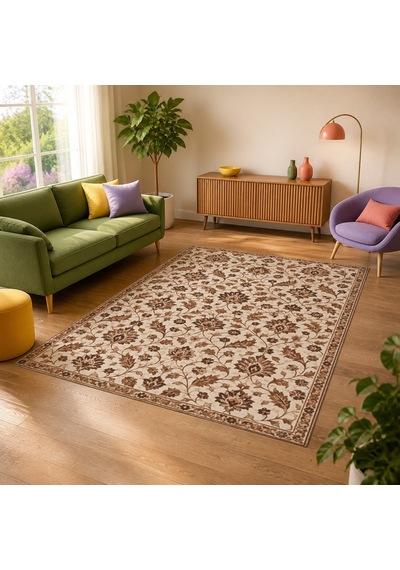 Kartela Halı Madalyonsuz Vintage İran Desenli Halı Bakır Kaymaz Taban Makinede Yıkanabilir 60x90 Cm